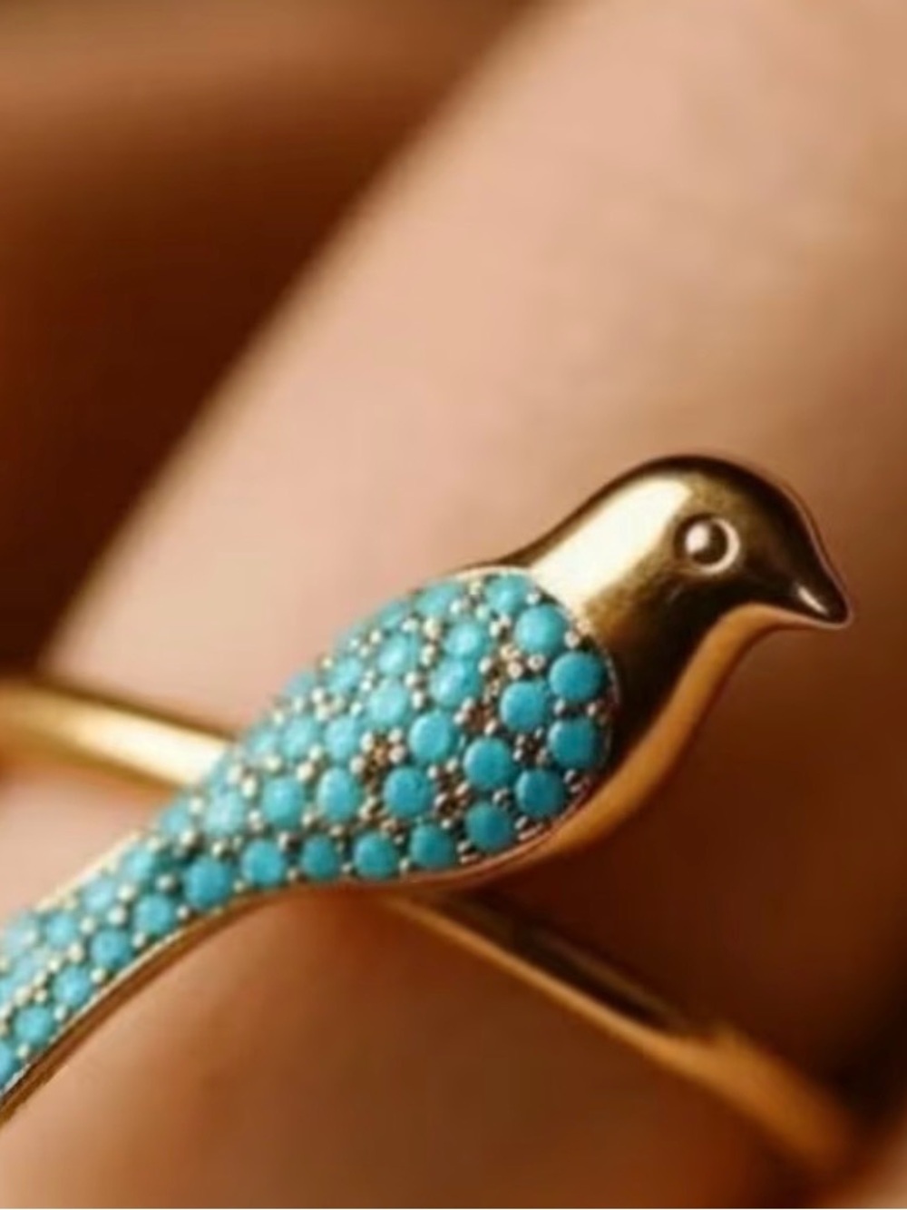 Gold plates Partridge Ring with Turquoise Pavé Crystals NWOT
